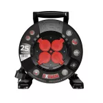 PB-EXT/25M/3X2,5/H07BQ-F Przedłużacz bębnowy EXTREME LINE; 4x2p+Z; IP44; 16A; H07BQ-F; 3x2,5; 25m; CZARNY