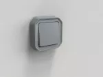 NOWE PLEXO - PRZYCISK JEDNOBIEGUNOWY KOMPLET PODTYNKOWY 10 A - 250 V~ SZARY