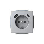 20 EUCB2USBAC-83-500 | gn. Schuko USB A+C | future linear 83 srebrny aluminium