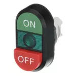 MPD14-11G przycisk podwójny ON-OFF zielone pole podświetlany