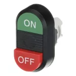 MPD14-11B przycisk podwójny, niepodświetlany ON-OFF czerwone pole