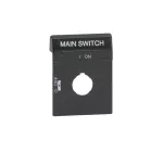 OPBS1EN1 Czarna tabliczka z opisem MAIN SWITCH do pokręteł typu OH2_