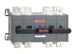 OT1250E22CP Przełącznik (I-0-II) 1250A, 4P, napęd z przodu, z wałkiem i czarną rączką IP65, montaż na płycie montażowej, zestaw