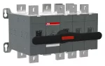 OT1250E13CP Przełącznik (I-0-II) 1250A, 3P, napęd z przodu, z wałkiem i czarną rączką IP65, montaż na płycie montażowej, zestaw