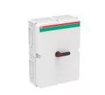 OT400DFCC6B Rozłącznik w obudowie, 6P 400V AC22 400A, obudowa IP65 plastikowa, rączka czarna, blokada drzwiczek w pozycji I (ON