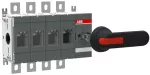 OT315E40P Rozłącznik izolacyjny 315A, 4P, napęd z przodu, z wałkiem i czarną rączką IP65, montaż na płycie montażowej, zestaw ś