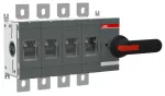 OT800E40P Rozłącznik izolacyjny 800A, 4P, napęd z przodu, z wałkiem i czarną rączką IP65, montaż na płycie montażowej, zestaw ś