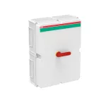 OT400DFCC6BA Rozłącznik w obudowie, 6P 400V AC22 400A, obudowa IP65 plastikowa, rączka żółto-czerwona, blokada drzwiczek w pozy