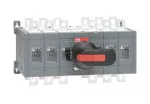OT250E33CP Przełącznik (I-0-II) 250A, 6P, napęd z przodu, z wałkiem i czarną rączką IP65, montaż na płycie montażowej, zestaw ś