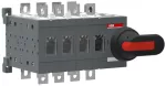 OT250E40CP Przełącznik (I-0-II) 250A, 4P, napęd z przodu, z wałkiem i czarną rączką IP65, montaż na płycie montażowej, zestaw ś