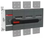 OT3200E03P Rozłącznik izolacyjny 3200A, 3P, napęd z przodu, z wałkiem i czarną rączką IP65, montaż na płycie montażowej, zestaw