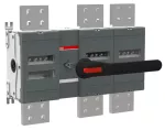 OT3200E12P Rozłącznik izolacyjny 3200A, 3P, napęd z przodu, z wałkiem i czarną rączką IP65, montaż na płycie montażowej, zestaw