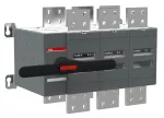 OT3200E03CP Przełącznik (I-0-II) 3200A, 3P, napęd z przodu, z wałkiem i czarną rączką IP65, montaż na płycie montażowej, zestaw