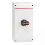 OTP125B6U Rozłącznik w obudowie, 6P 400V AC22 125A, obudowa IP65 plastikowa, rączka czarna, blokada drzwiczek w pozycji I (ON),