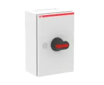OTL100B4B Rozłącznik w obudowie, 4P 400V AC22 100A, obudowa IP65 z blachy stalowej, rączka czarna, blokada drzwiczek w pozycji