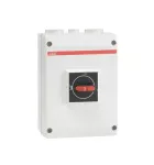 OTP45B3U Rozłącznik w obudowie, 3P 400V AC22 63A, obudowa IP65 plastikowa, pokrętło czarne, blokada drzwiczek w pozycji I (ON),
