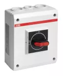OTP25B3U Rozłącznik w obudowie, 3P 400V AC22 25A, obudowa IP65 plastikowa, pokrętło czarne, blokada drzwiczek w pozycji I (ON),