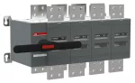 OT3200E04CP Przełącznik (I-0-II) 3200A, 4P, napęd z przodu, z wałkiem i czarną rączką IP65, montaż na płycie montażowej, zestaw