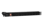 Listwa zasilająca standard EmiterNet 19" 9 gn. IEC320 C13 10A, wtyk uni-schuko, kabel 2 m, wyłącznik