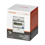 3-fazowy wskaźnik zużycia energii elektrycznej, 80A, dodatkowy wskaźnik, wyjście impulsowe, przycisk RESET, 2 moduły, DIN TH-35mm