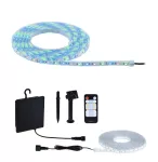 Taśma zewnętrzna LED solar 5m 3,2W DIM RGB 22lm/m czujnik zmierzchu pilot 5V IP44 czarny / tworzywo sztuczne