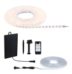Taśma zewnętrzna LED solar 10m 3,2W DIM 3000K 28lm/m czujnik zmierzchu pilot 5V IP44 czarny / tworzywo sztuczne