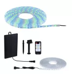 Taśma zewnętrzna LED solar 10m 3,8W DIM RGB 14lm/m czujnik zmierzchu pilot 5V IP44 czarny / tworzywo sztuczne