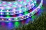 Taśma zewnętrzna LED solar 10m 3,8W DIM RGB 14lm/m czujnik zmierzchu pilot 5V IP44 czarny / tworzywo sztuczne