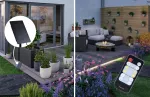 Taśma zewnętrzna LED solar 10m 3,8W DIM RGB 14lm/m czujnik zmierzchu pilot 5V IP44 czarny / tworzywo sztuczne