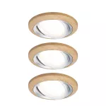 Zestaw opraw do wbudowania LANATI COIN LED 3X 6W 470lm 84mm 2700K IP20 230V drewno / aluminium
