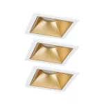 Oprawa do wbudowania EBL COLE SET COIN 3-STEP DIM zestaw 3x6W 3x470lm 2700K IP44 230V biały / złoty matowy / aluminium