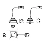 Oprawa do wbudowania EBL COLE SET COIN 3-STEP DIM zestaw 3x6W 3x470lm 2700K IP44 230V biały / złoty matowy / aluminium