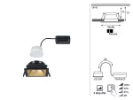 Oprawa do wbudowania EBL COLE SET COIN 3-STEP DIM 6W 470lm 2700K IP44 230V czarny matowy / złoty / aluminium