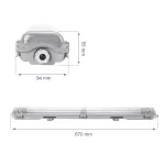 LIMEA LED TUBE SLIM HERMETYK G13 2x60 250V IP65   710x90x63 mm SZARY