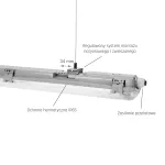 LIMEA LED TUBE SLIM HERMETYK G13 2x120 250V IP65  1310x90x63 mm SZARY
