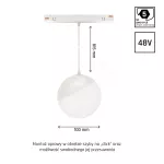 SYSTEM SHIFT - GLOBE P oprawa kula zwis na szynop. 100 (850mm kabel) 5W 165st biała 5 lat gw. DALI