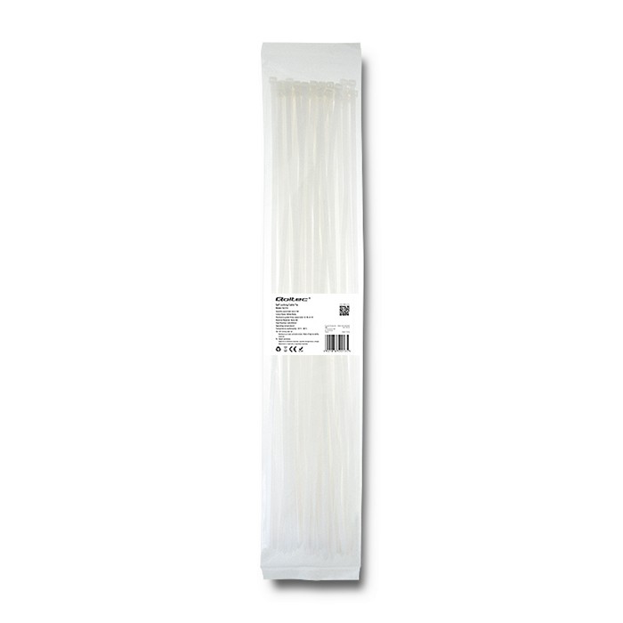 Qoltec Opaski zaciskowe Trytki kablowe | 4.8*500mm | 50 szt. | Nylon66 | UV | Białe