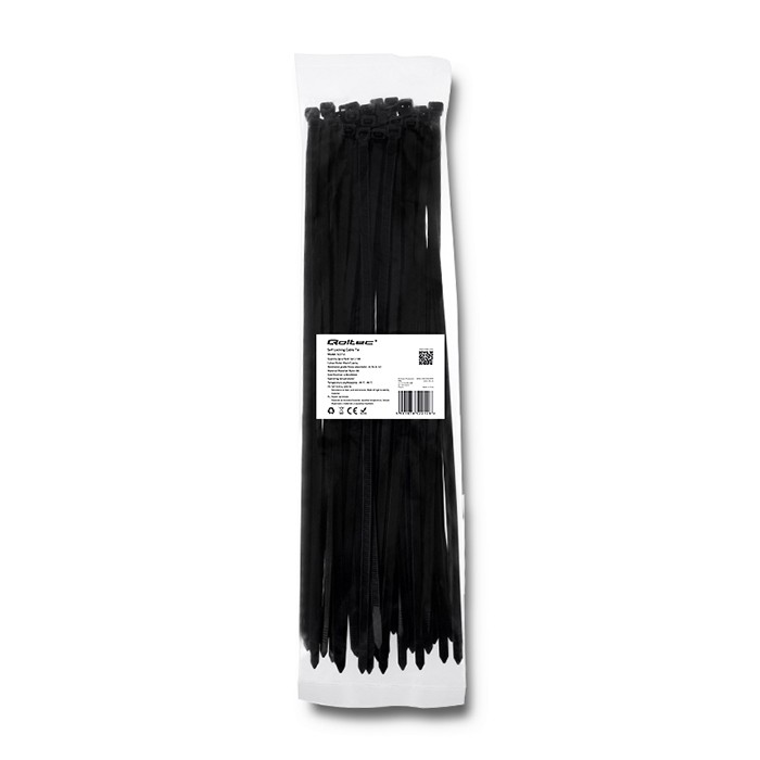 Qoltec Opaski zaciskowe Trytki kablowe | 7.2*400mm | 50 szt. | Nylon66 | UV | Czarne