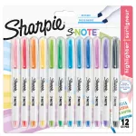 Sharpie S-note Mix kolorów 12 szt. Ścięta 1,2/ 3,9 mm