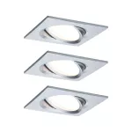 PAULMANN Oprawa do wbudowania NOVA COIN LED DIM wychylna zestaw 3x 6W 425lm 84x84mm 2700K IP23 230V aluminium