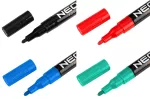 Marker budowlany, 4 kolory, permanentny, wodoodporny, lakierowy, aluminiowy, 4 szt.