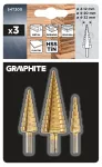 Wiertła stopniowe: 4-12, 4-20, 4-32 mm, TiN, zestaw 3 szt.