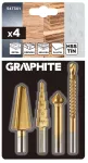 Wiertła stopniowe 4-12 mm, rozwiertak 12,4 mm, frezowiertło 6x90 mm, pogłębiacz stożkowy 8-20 mm,TiN