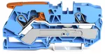 2-przewodowa złączka przelotowa z dźwignią i Push-in CAGE CLAMP® 10 mm², niebieska