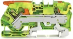 2-przewodowa złączka PE z dźwignią i przyciskiem 6 mm², żółto-zielony