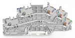 Piętrowa złączka instalacyjna; z otworami montażowymi i przyciskami; 2,5 mm²; N/L/PE; parter żółto-zielony; Push-in CAGE CLAMP®; 2,50 mm²; szara 2203-6546