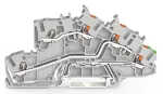 Piętrowa złączka instalacyjna; z otworami montażowymi i przyciskami; 2,5 mm²; L/L/PE; parter żółto-zielony; Push-in CAGE CLAMP®; 2,50 mm²; szara 2203-7545