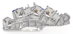 Piętrowa złączka instalacyjna; z otworami montażowymi i przyciskami; 4 mm²; N/L; Push-in CAGE CLAMP®; 4,00 mm²; szara
