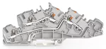 Piętrowa złączka instalacyjna; z otworami montażowymi i przyciskami; 4 mm²; L/L; Push-in CAGE CLAMP®; 4,00 mm²; szara
