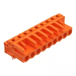 Gniazdo THT Pin lutowniczy 0,6 x 1,0 mm konstrukcja kątowa, pomarańczowa 232-269